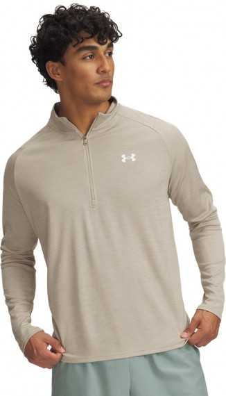 UA TECH TEXTURED 1/2 ZIP CITY KHAKI 